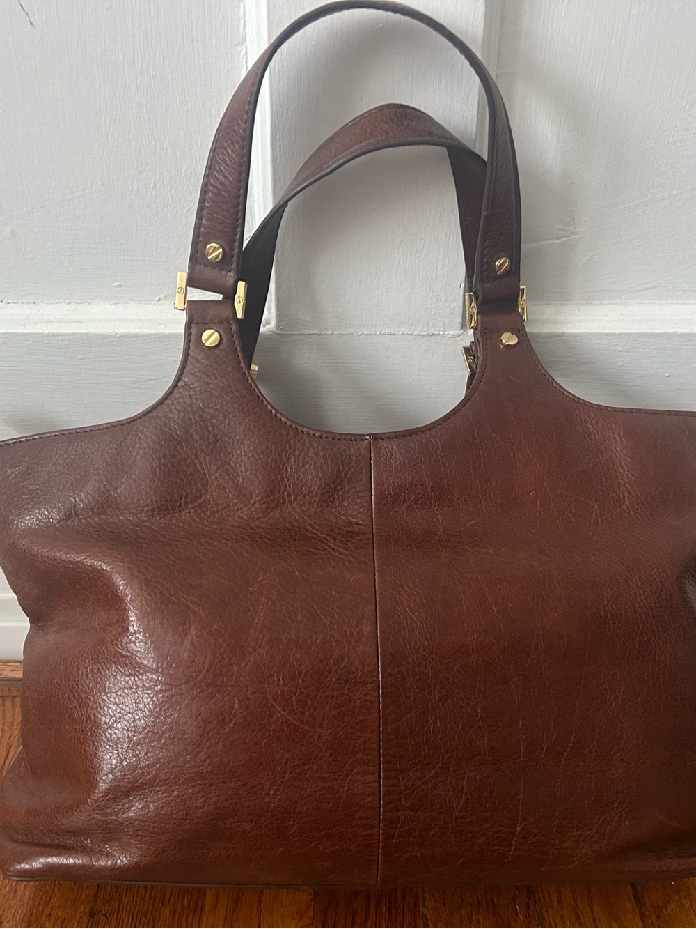Tory Burch Chestnut Brown Leather Logo Tote - Picture 2 of 7